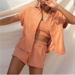 Stone Fox Swim Terry cloth shorts in sandstone